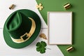 Frame made of Irish leprechauns hats, Generative AI