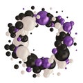 Frame made of mother-of-pearl color pearls. Festive decor element. Black, white, purple ball. eps 10