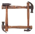 Frame made of old hammers Royalty Free Stock Photo