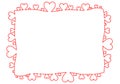 Frame made of red outline hearts