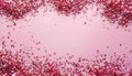 Frame made of shiny bright glitter on pink background. Space for text Royalty Free Stock Photo