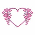 Frame made of simple vector watercolor lilac hearts for Happy Valentines Day card or t-shirt design. Romance