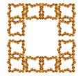 Frame made of square shapes with walnuts