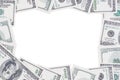 Frame made of 100 US dollars. Royalty Free Stock Photo