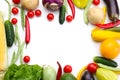 Frame made of various fresh vegetables on white background Royalty Free Stock Photo