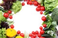 Frame made of various fresh vegetables on white background Royalty Free Stock Photo