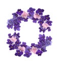 Frame made of violet petals isolated