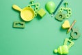 frame made of wooden and plastic toys Royalty Free Stock Photo