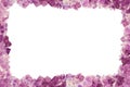 Frame with many stones Amethyst, border center isilated Backgro Royalty Free Stock Photo