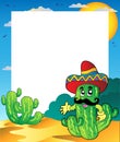 Frame with Mexican cactus