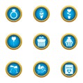 Frame of mind icons set, flat style