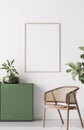 Frame mock up in Boho Chic Living Room, simple and comfortable design Royalty Free Stock Photo