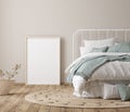 Frame mock up in farmhouse bedroom interior