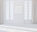 Frame mockup empty wall white and empty white tone background interior style modern.3d rendering Royalty Free Stock Photo