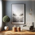 Frame Mockup Enhancing Nordic Interior Generative ai for illustrations Royalty Free Stock Photo