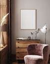 Frame mockup in home interior background Royalty Free Stock Photo