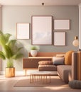 The frame mockup in the living room contemporary look interior with modern style furniture.