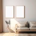 2 Frame Mockup,living room interior design, stylish and elegant, smart object, for wall art,