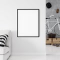 Frame mockup. Living room interior wall mockup. Wall art. 3d rendering, 3d illustration.