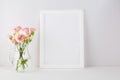 Frame mockup with pink roses Royalty Free Stock Photo