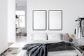 Frame mockup in scandinavian interior. Interior mockup. 3d rendering, 3d illustration