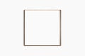 Frame mockup 1:1 square. Single thin dark brown walnut wood frame mockup. Clean, modern, minimalist, bright. Square frame mockup Royalty Free Stock Photo