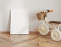 Frame mockup in white cozy children room interior background Royalty Free Stock Photo