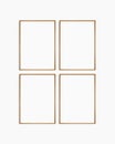 Frame mockup 5x7, 50x70, A4, A3, A2, A1. Set of four thin cherry wood frames. Gallery wall mockup, set of 4 frames.