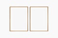 Frame mockup 5x7, 50x70, A4, A3, A2, A1. Set of two thin cherry wood frames. Gallery wall mockup, set of 2 frames.