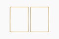Frame mockup 5x7, 50x70, A4, A3, A2, A1. Set of two thin oak wood frames. Gallery wall mockup, set of 2 frames.