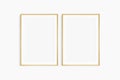Frame mockup 5x7, 50x70, A4, A3, A2, A1. Set of two thin oak wood frames. Gallery wall mockup, set of 2 frames.