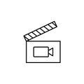 frame movie, clapperboard icon. Simple thin line, outline vector of movie, cinema, film, screen, flicks icons for UI and UX, Royalty Free Stock Photo