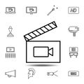 frame movie, clapperboard icon. Simple thin line, outline vector element of Cinema icons set for UI and UX, website or mobile