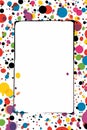 a frame with multicolored dots on a white background