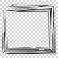 Vector Hand Draw Sketch Square Frame from Multiple Black thick mark for your element design, at transparent effect background