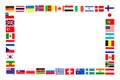 Frame of national flags the different countries of the world isolated Royalty Free Stock Photo