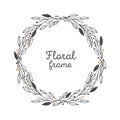 Frame naturel flora. Wreath branch line elegant. Royalty Free Stock Photo