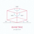 Frame Object in Axonometric Perspective - Dimetric Grid Template Royalty Free Stock Photo