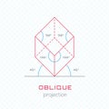 Frame Object in Axonometric Perspective - Oblique Grid Template Royalty Free Stock Photo