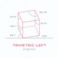 Frame Object in Axonometric Perspective - Trimetric Left Grid Te Royalty Free Stock Photo