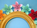 Frame and origami flowers