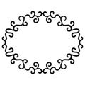 Outline curly frame. Ornamental round doodle element isolated on white background.