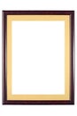 Frame for paintings and photographs made of dark wood with a yellow passepartout.