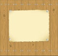 The frame of the paper pinned to wooden planks Royalty Free Stock Photo