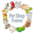 Frame Pet shop, types of pets Royalty Free Stock Photo