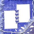 Frame for photo with pearls and lace Royalty Free Stock Photo