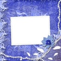 Frame for photo with pearls and lace Royalty Free Stock Photo