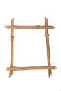 The frame for the picture made from rough pine logs, isolated on Royalty Free Stock Photo