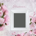 Frame with pink roses on a romantic vintage background