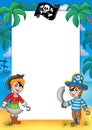 Frame with pirate boy and girl Royalty Free Stock Photo